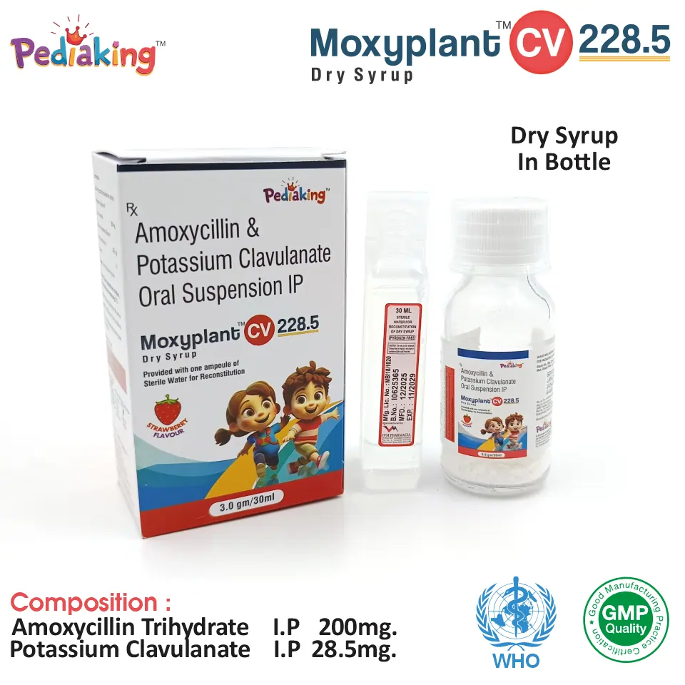 Amoxycillin 200mg + Clavulanic Acid 28.5mg dry syrup best price for pharma franchise
